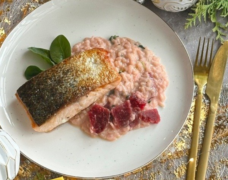 Sváteční losos s řepovým rizotem